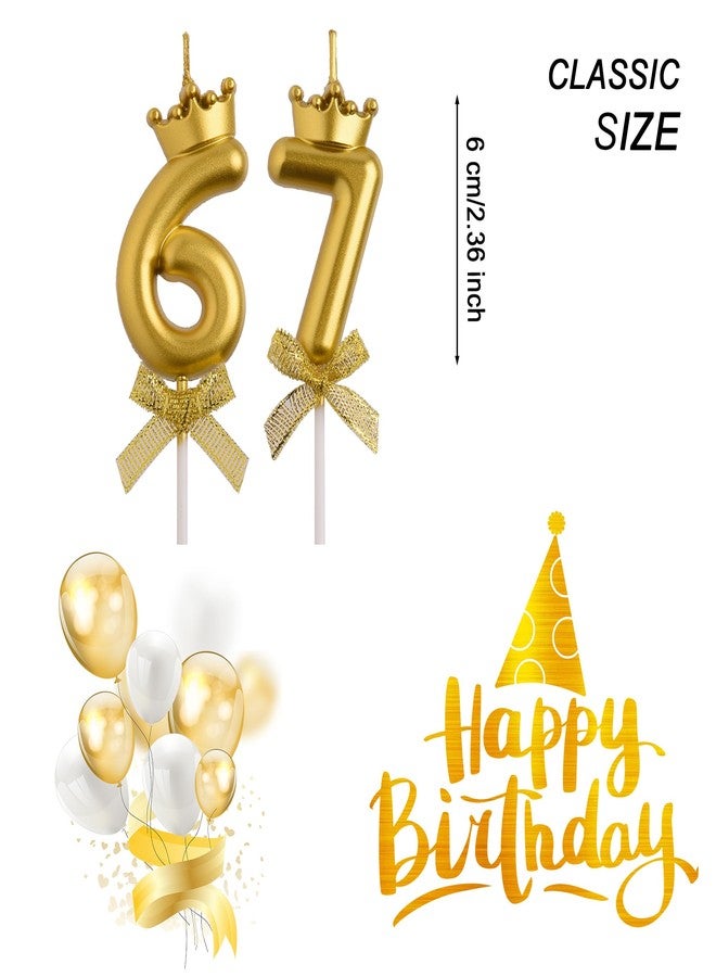 AOOLADA 67th 76th Birthday Candles, Gold 76 67 Year Old Cake Topper Number Birthday Candles, Birthday Party Decorations Gifts for Women Men - Image 2